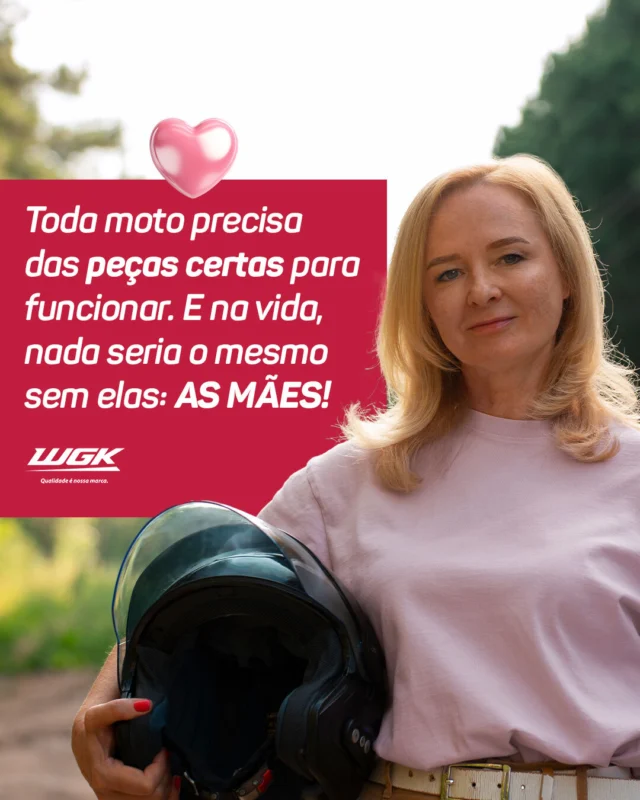 Nenhuma moto roda sem as peças certas. E nenhuma vida seria a mesma sem o amor, a força e a dedicação das mães! 

 Hoje é dia de homenagear quem nos impulsiona todos os dias. Parabéns a todas as mães! 👏💐 

#wgk #maeswgk#diadasmaes #maes #wgkindustria